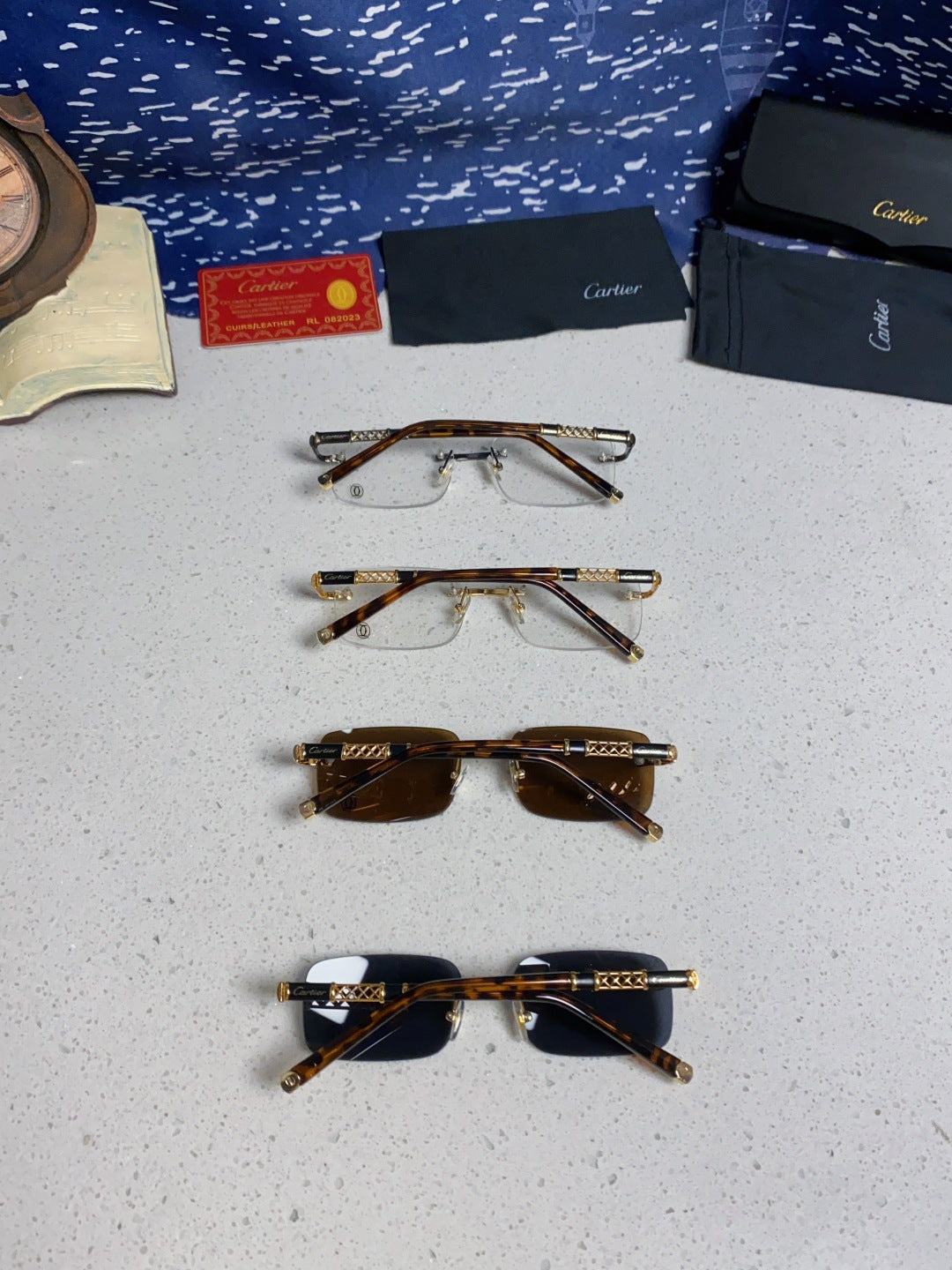 Cartier Lightweight Rimless Silver Lens Sunglasses for Men & Women - 382737 - detail image 11