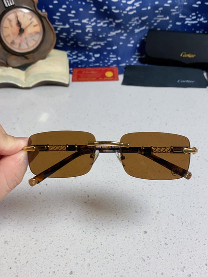 Cartier Lightweight Rimless Brown Lens Sunglasses for Men & Women - 382739 - detail image 4