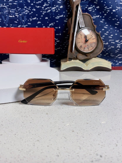 Cartier Lightweight Rimless Brown Lens Sunglasses for Men & Women - 382734 - detail image 8