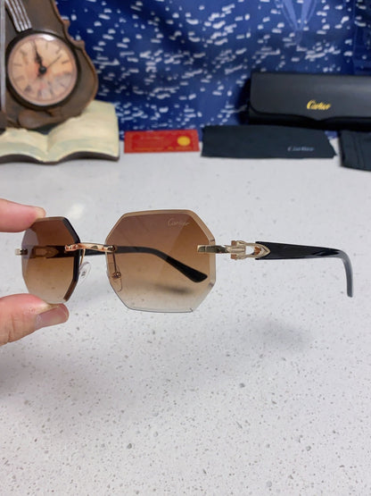 Cartier Lightweight Rimless Brown Lens Sunglasses for Men & Women - 382734 - detail image 5