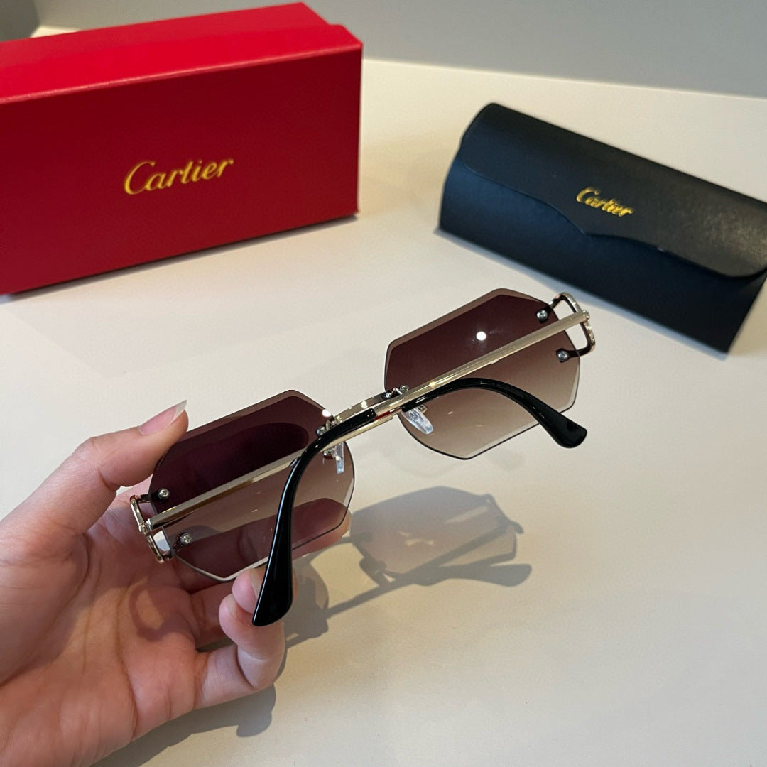 Cartier Lightweight Metal Rimless Red Lens Sunglasses for Men & Women - 465767 - detail image 4