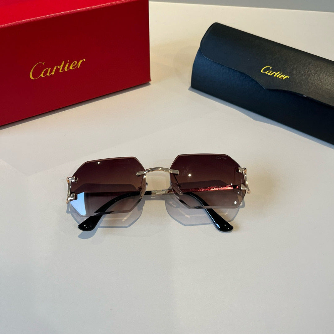 Cartier Lightweight Metal Rimless Red Lens Sunglasses for Men & Women - 465767 - detail image 8