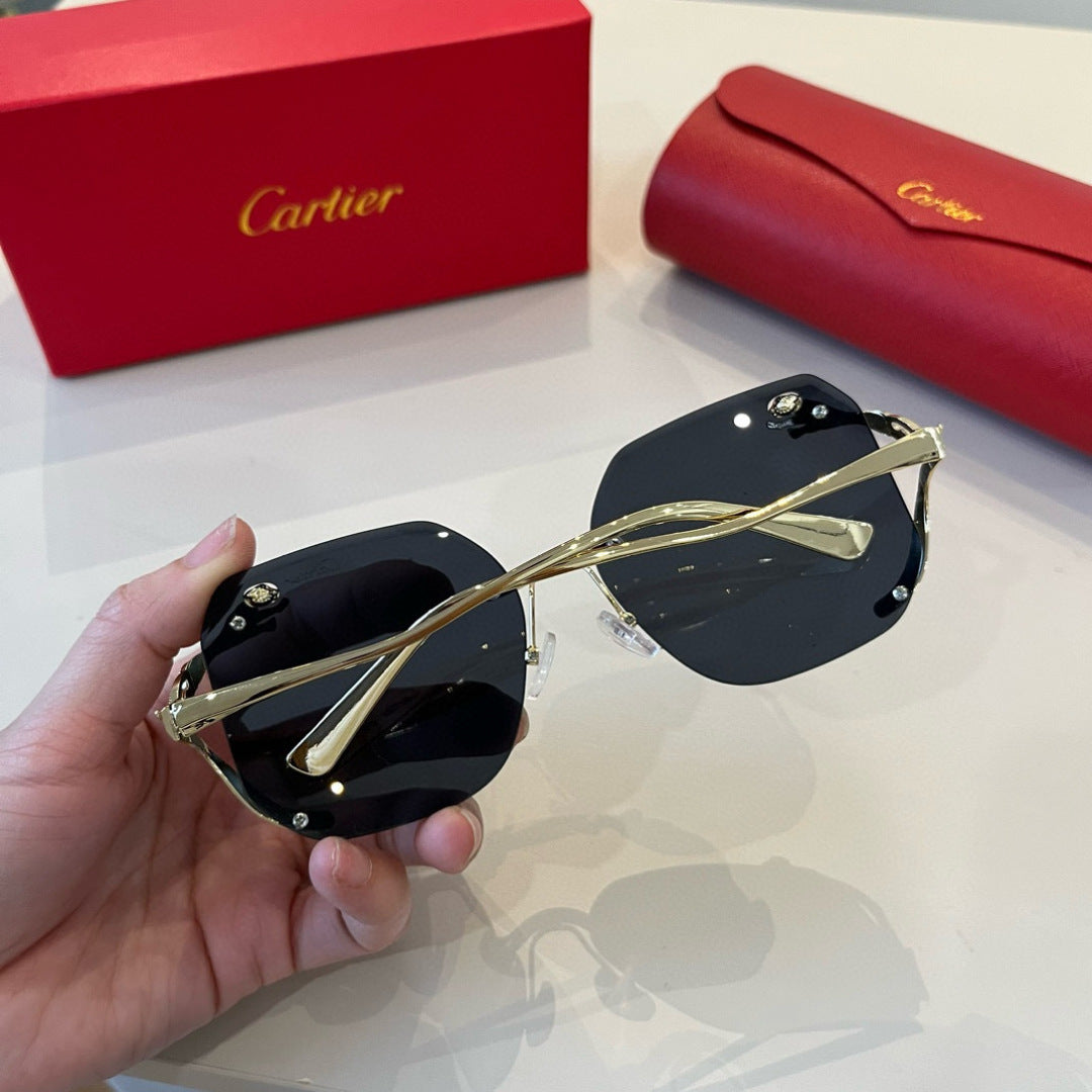 Cartier Lightweight Metal Rimless Silver Lens Sunglasses for Men & Wo - 372183 - detail image 4