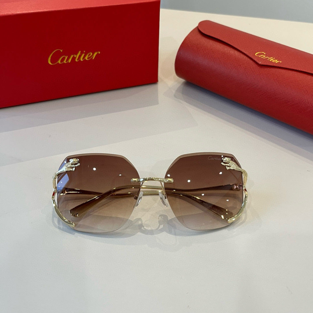Cartier Lightweight Metal Rimless Brown Lens Sunglasses for Men & Wom - 372184 - detail image 8