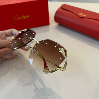 Cartier Lightweight Metal Rimless Brown Lens Sunglasses for Men & Wom - 372184 - detail image 5