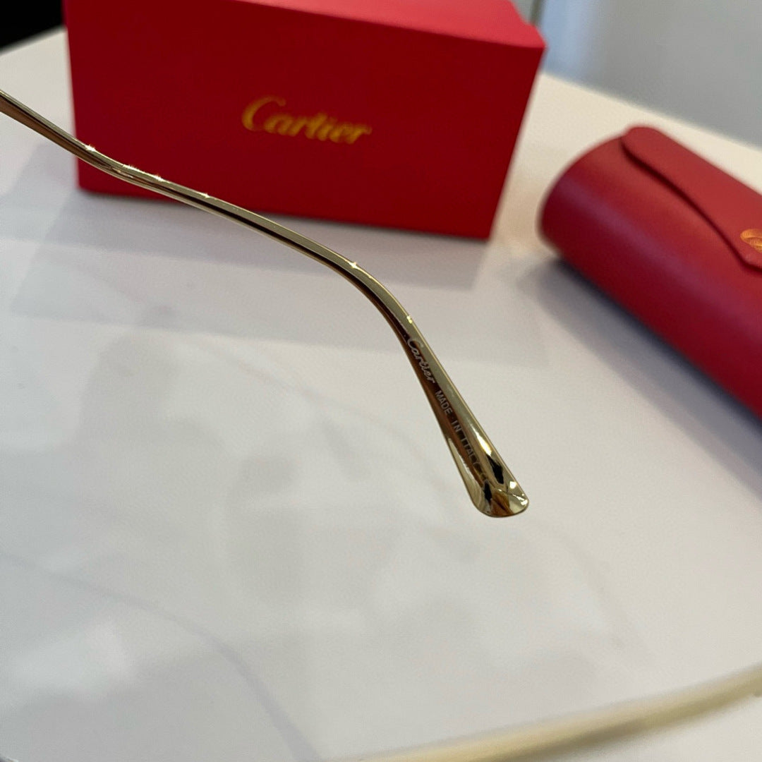 Cartier Lightweight Metal Rimless Brown Lens Sunglasses for Men & Wom - 358494 - detail image 7