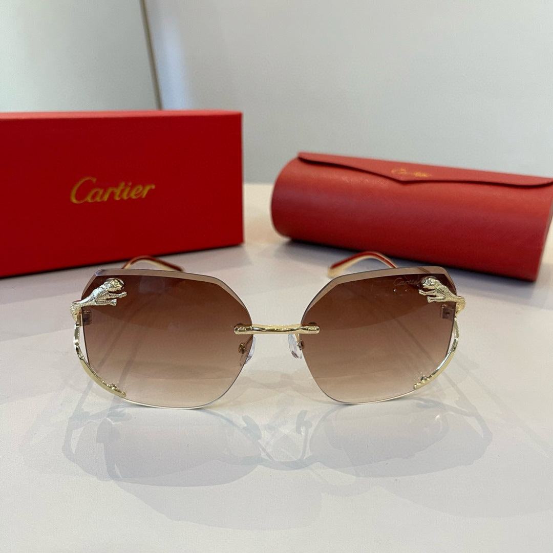 Cartier Lightweight Metal Rimless Brown Lens Sunglasses for Men & Wom - 372184 - detail image 2