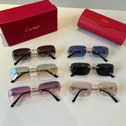 Cartier Lightweight Metal Rimless Red Lens Sunglasses for Men & Women - 487339 - detail image 11