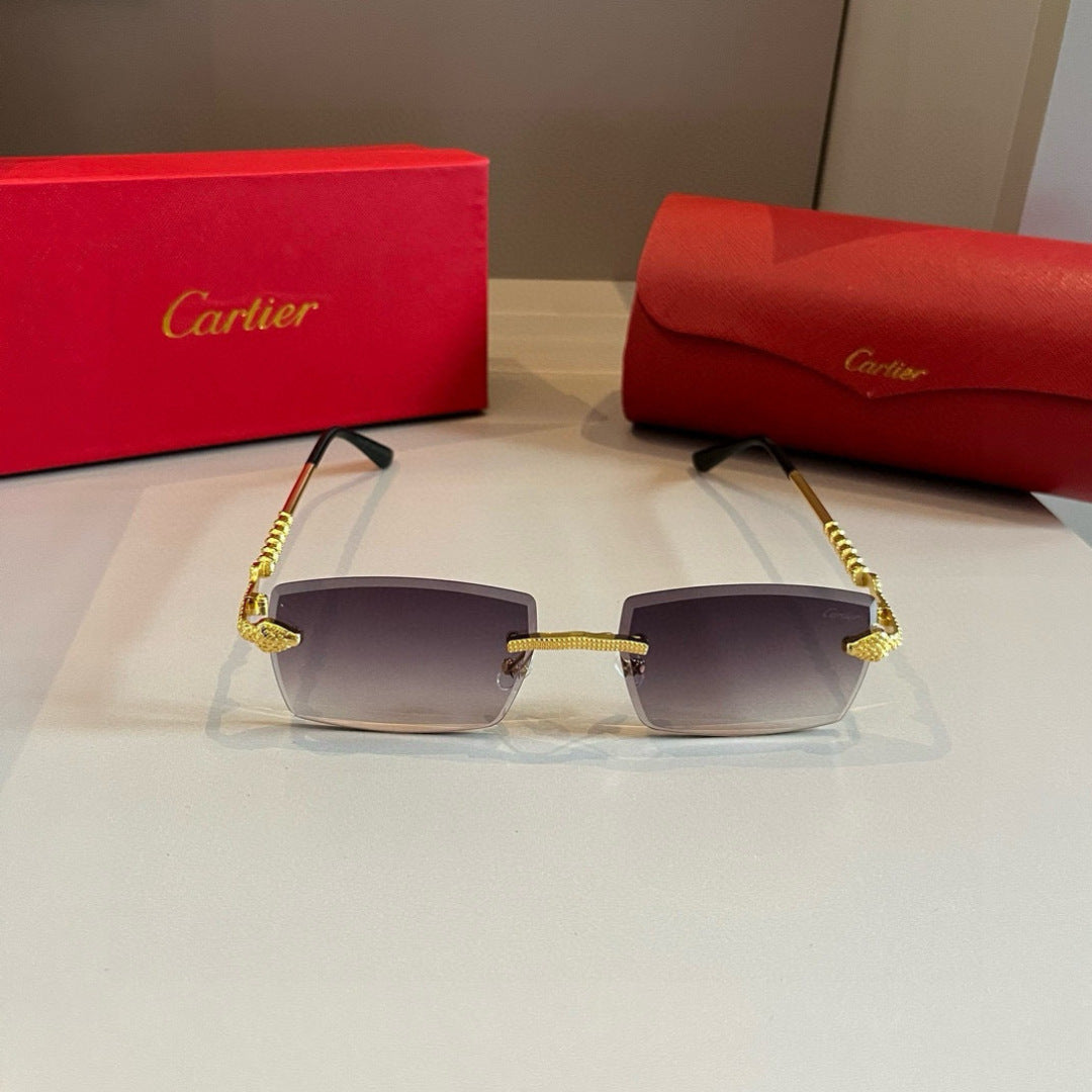 Cartier Lightweight Metal Rimless Silver Lens Sunglasses for Men & Wo - 358486 - detail image 2