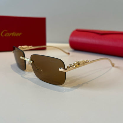 Cartier Lightweight Metal Rimless Brown Lens Sunglasses for Men & Wom - 358485 - detail image 3