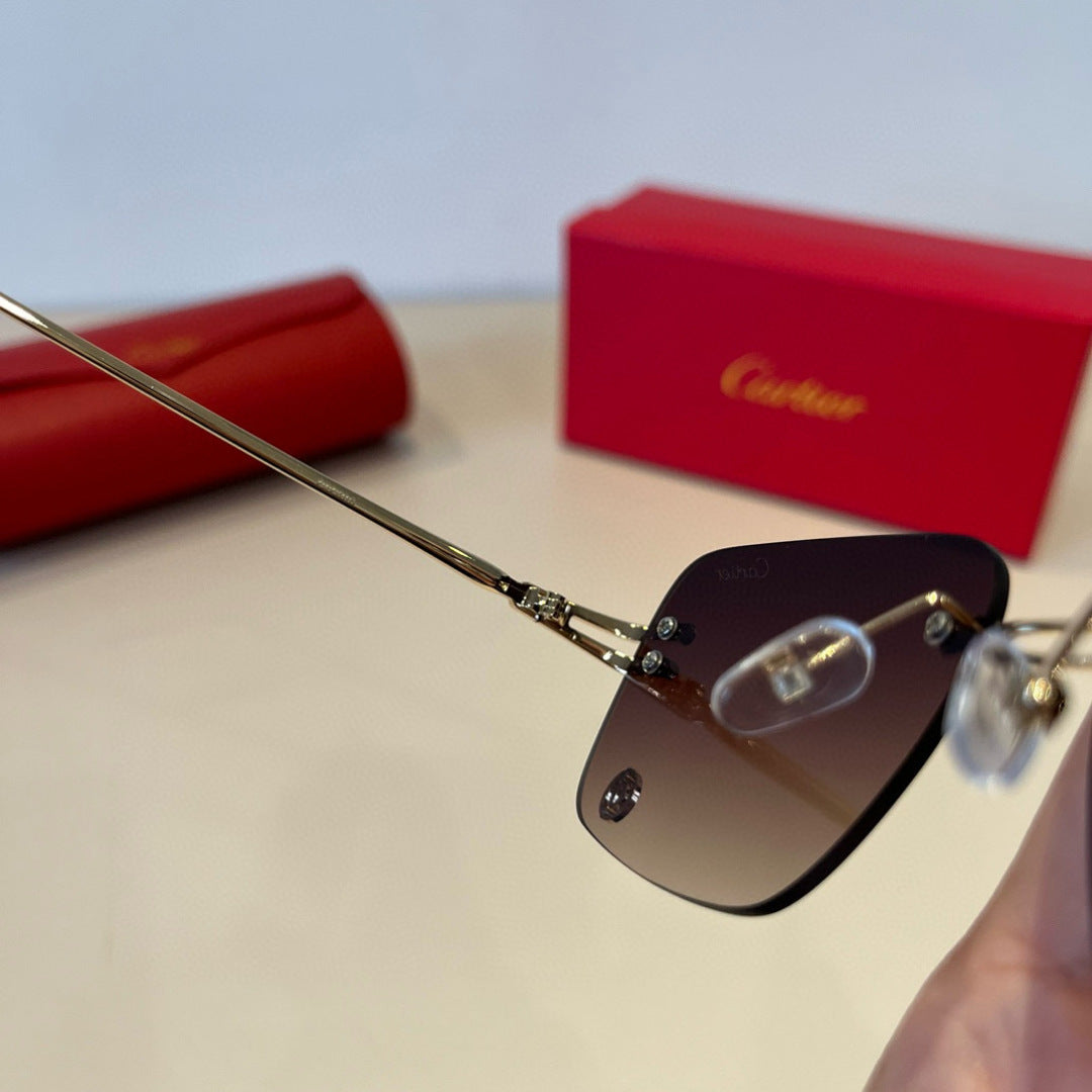 Cartier Lightweight Metal Rimless Red Lens Sunglasses for Men & Women - 382827 - detail image 8
