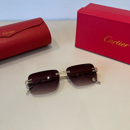 Cartier Lightweight Metal Rimless Red Lens Sunglasses for Men & Women - 382827 - detail image 5