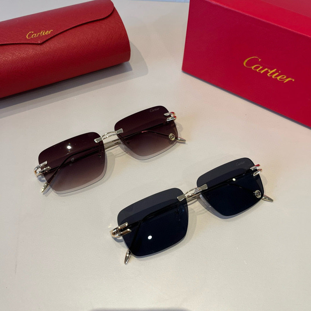 Cartier Lightweight Metal Rimless Silver Lens Sunglasses for Men & Wo - 382828 - detail image 11