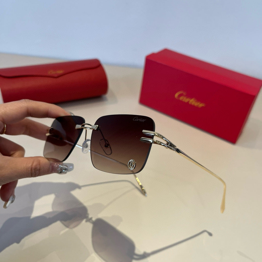 Cartier Lightweight Metal Rimless Red Lens Sunglasses for Men & Women - 382827 - detail image 4