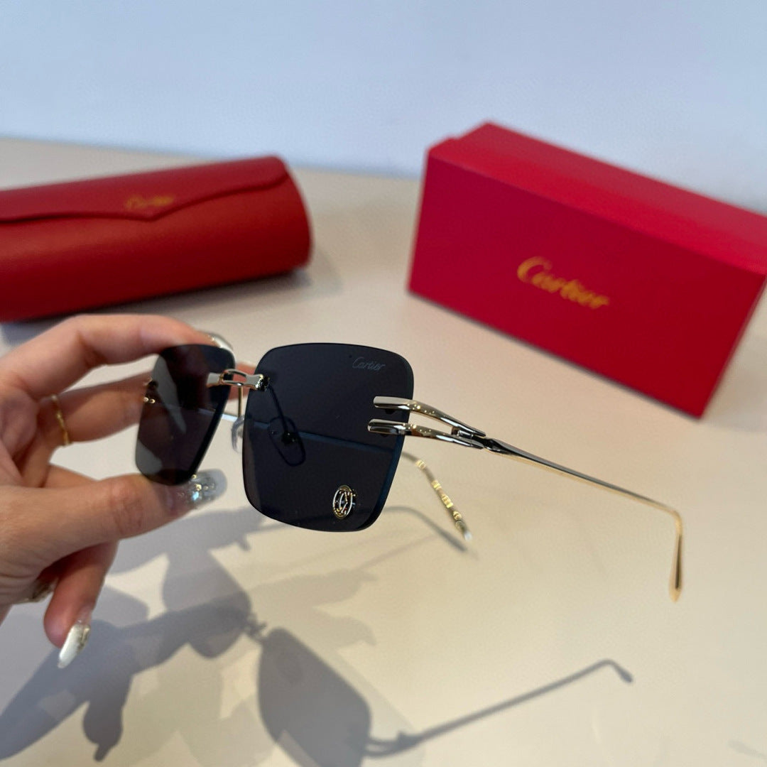 Cartier Lightweight Metal Rimless Silver Lens Sunglasses for Men & Wo - 382828 - detail image 5