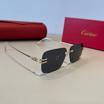 Cartier Lightweight Metal Rimless Silver Lens Sunglasses for Men & Wo - 382828
