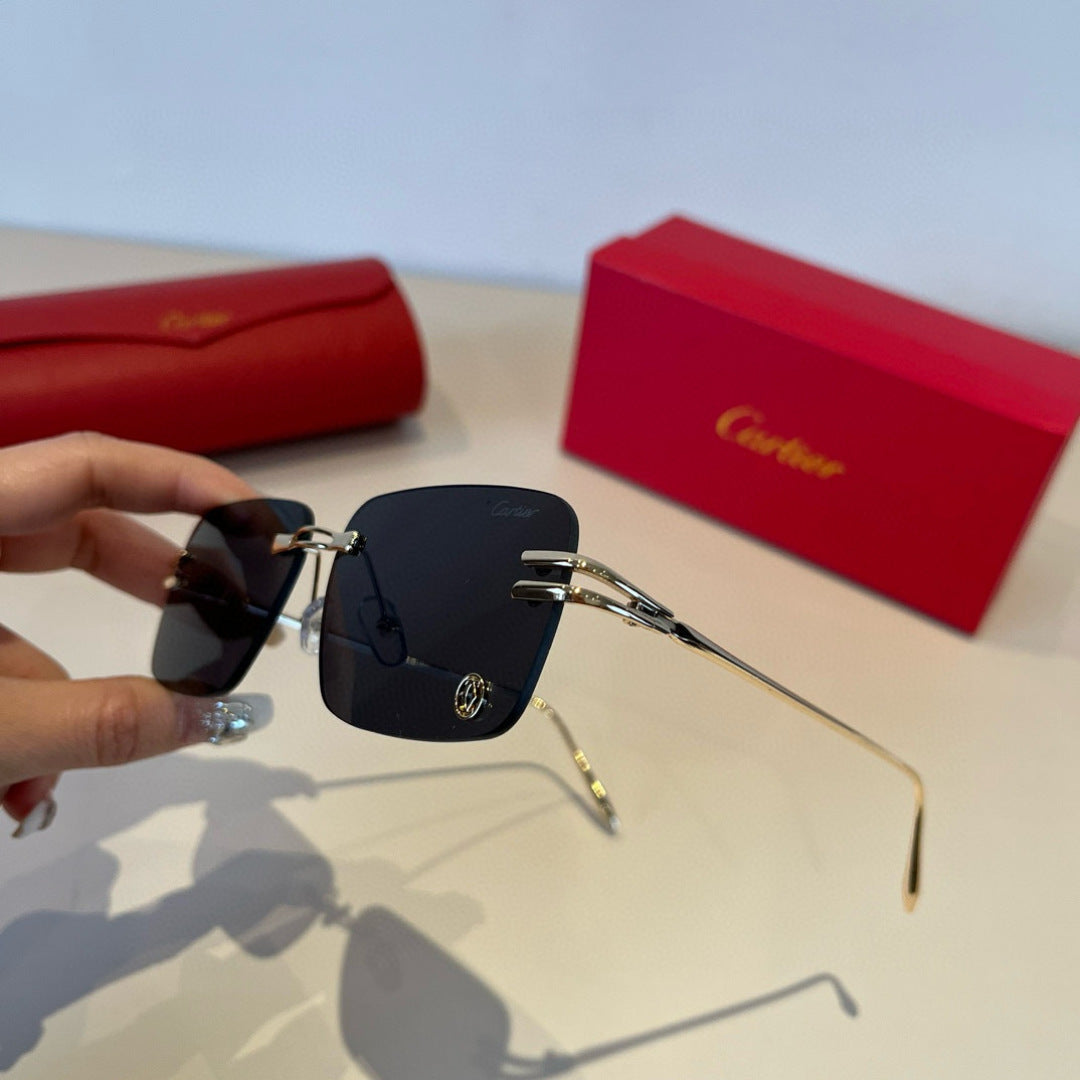 Cartier Lightweight Metal Rimless Silver Lens Sunglasses for Men & Wo - 935076 - detail image 6