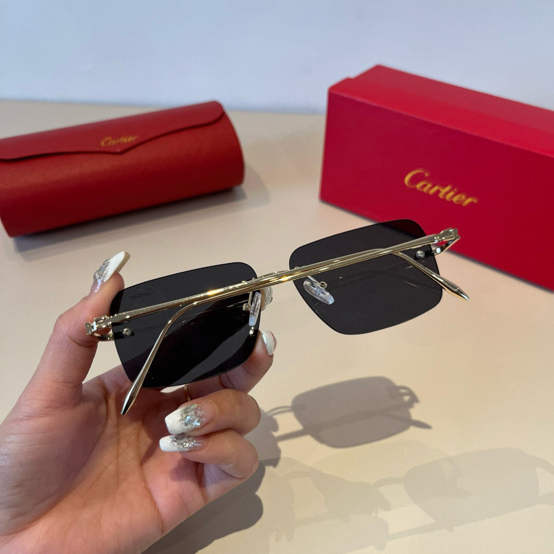 Cartier Lightweight Metal Rimless Silver Lens Sunglasses for Men & Wo - 382828 - detail image 9