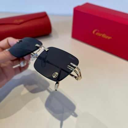 Cartier Lightweight Metal Rimless Silver Lens Sunglasses for Men & Wo - 935076 - detail image 7