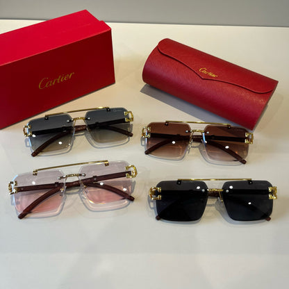 Cartier Lightweight Metal Rimless Brown Lens Sunglasses for Men & Wom - 372185 - detail image 10