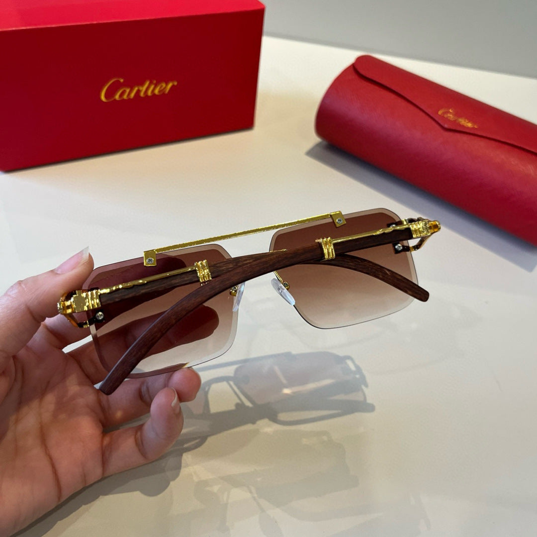 Cartier Lightweight Metal Rimless Brown Lens Sunglasses for Men & Wom - 372185 - detail image 6
