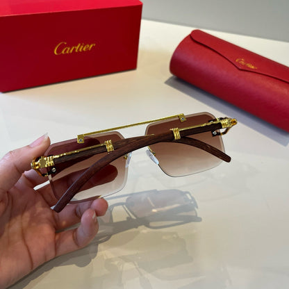 Cartier Lightweight Metal Rimless Brown Lens Sunglasses for Men & Wom - 372185 - detail image 6