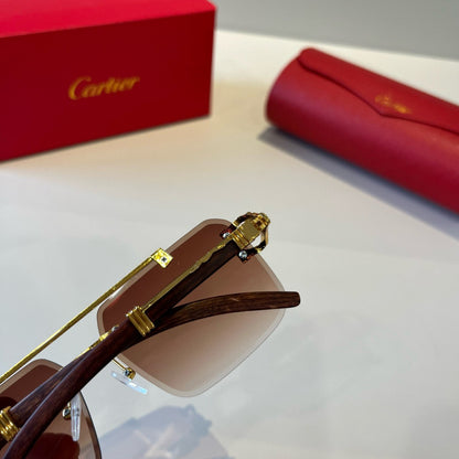 Cartier Lightweight Metal Rimless Brown Lens Sunglasses for Men & Wom - 372185 - detail image 7