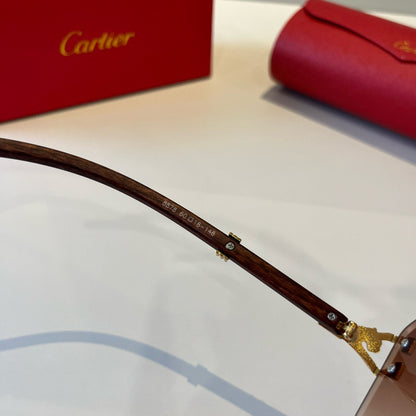 Cartier Lightweight Metal Rimless Brown Lens Sunglasses for Men & Wom - 372185 - detail image 9
