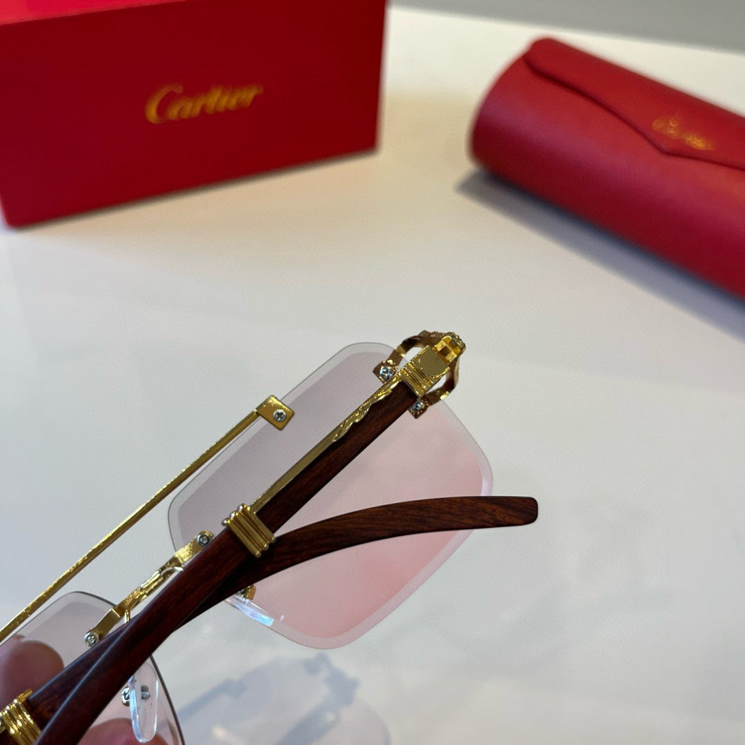 Cartier Lightweight Metal Rimless Silver Lens Sunglasses for Men & Wo - 372187 - detail image 5