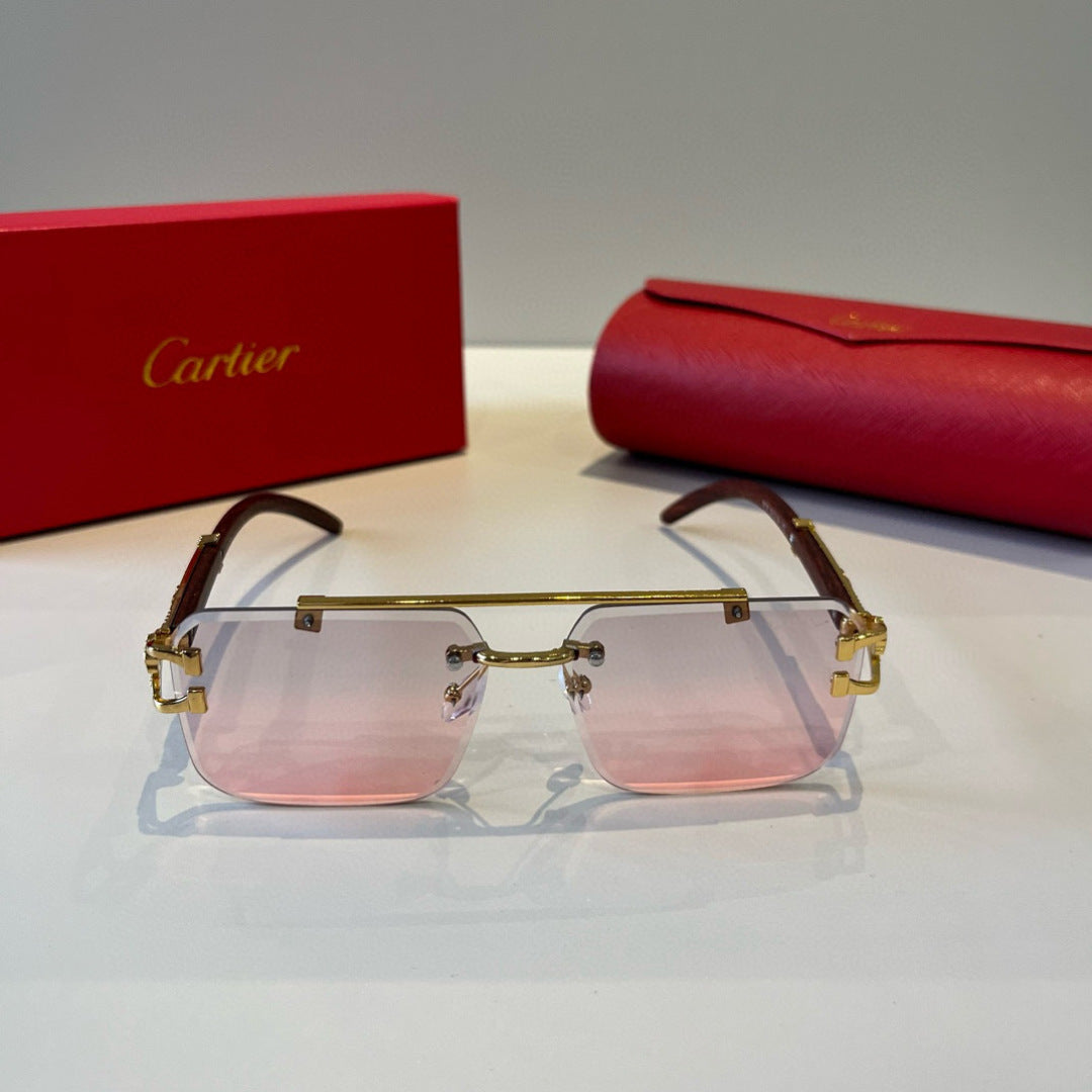 Cartier Lightweight Metal Rimless Silver Lens Sunglasses for Men & Wo - 372187 - detail image 2