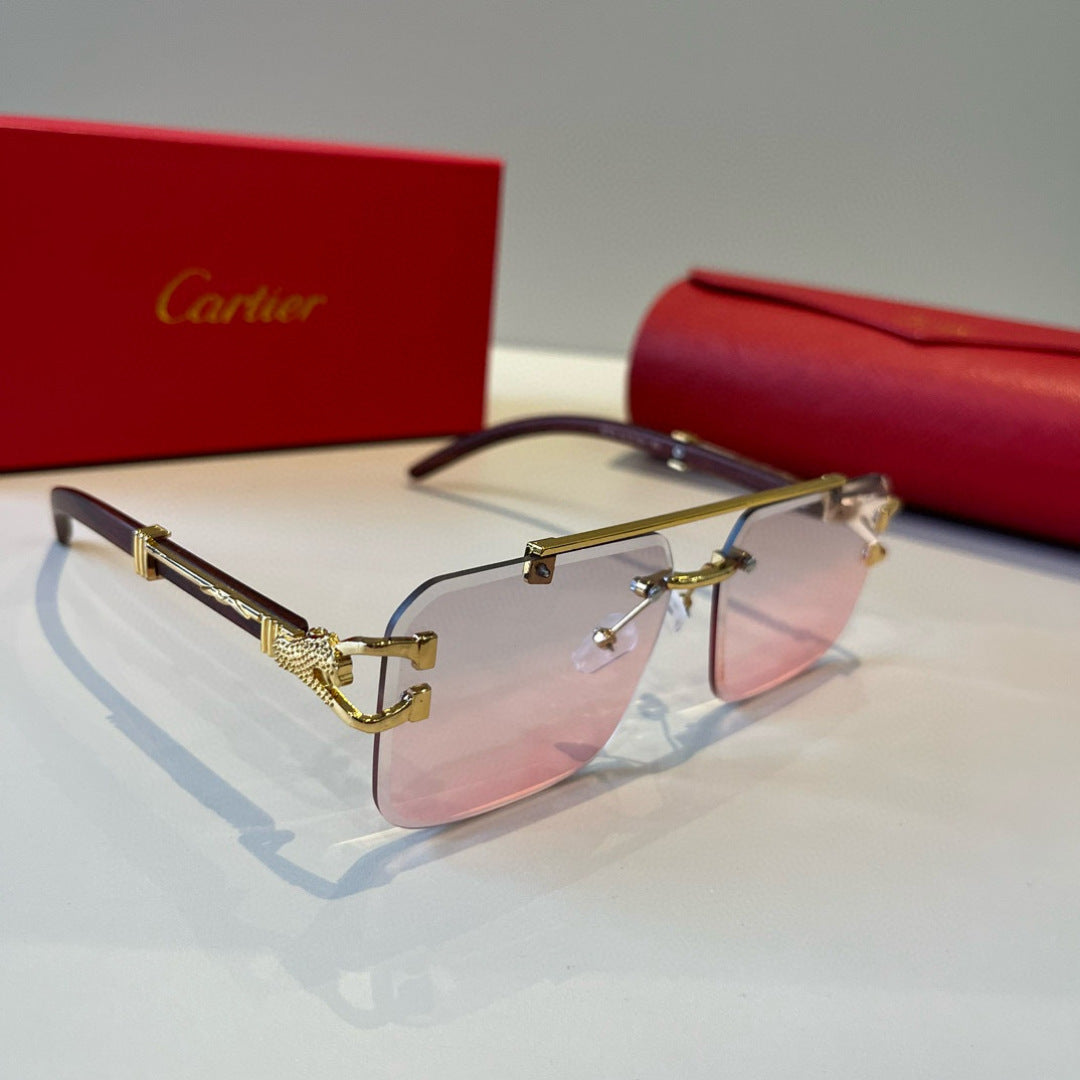 Cartier Lightweight Metal Rimless Silver Lens Sunglasses for Men & Wo - 372187