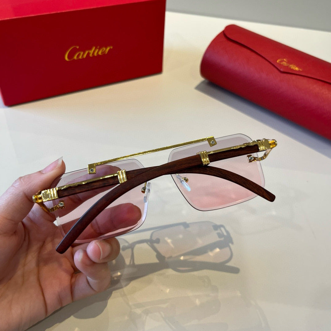 Cartier Lightweight Metal Rimless Silver Lens Sunglasses for Men & Wo - 372187 - detail image 6