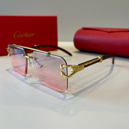 Cartier Lightweight Metal Rimless Silver Lens Sunglasses for Men & Wo - 372187 - detail image 3