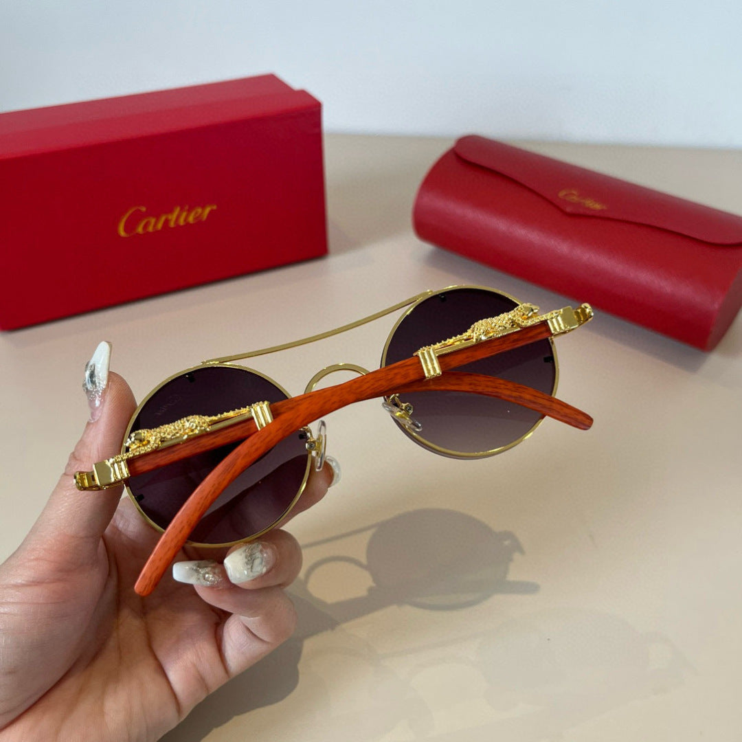 Cartier Lightweight Metal Rimless Brown Lens Sunglasses for Men & Wom - 372175 - detail image 8