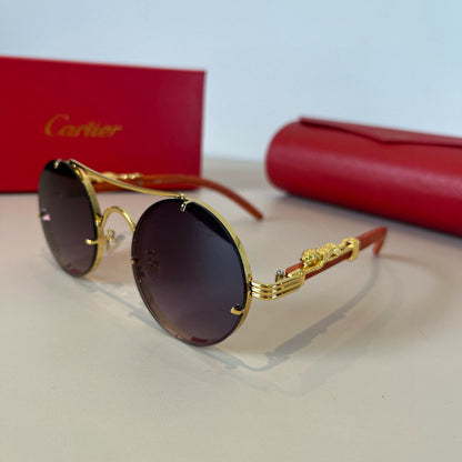 Cartier Lightweight Metal Rimless Brown Lens Sunglasses for Men & Wom - 372175 - detail image 3