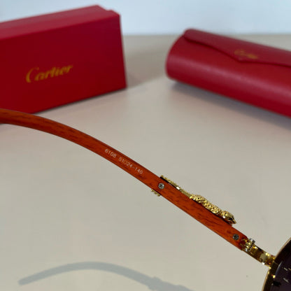 Cartier Lightweight Metal Rimless Brown Lens Sunglasses for Men & Wom - 372175 - detail image 9
