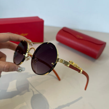 Cartier Lightweight Metal Rimless Brown Lens Sunglasses for Men & Wom - 372175 - detail image 4