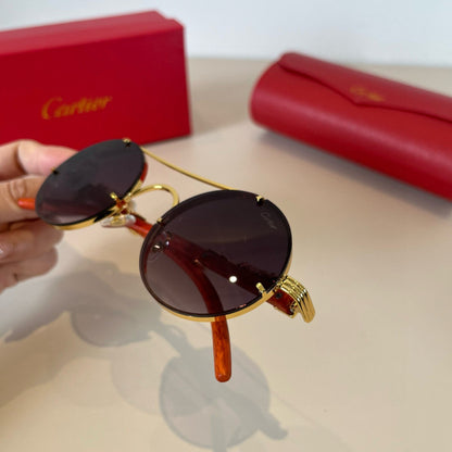 Cartier Lightweight Metal Rimless Brown Lens Sunglasses for Men & Wom - 935082 - detail image 6