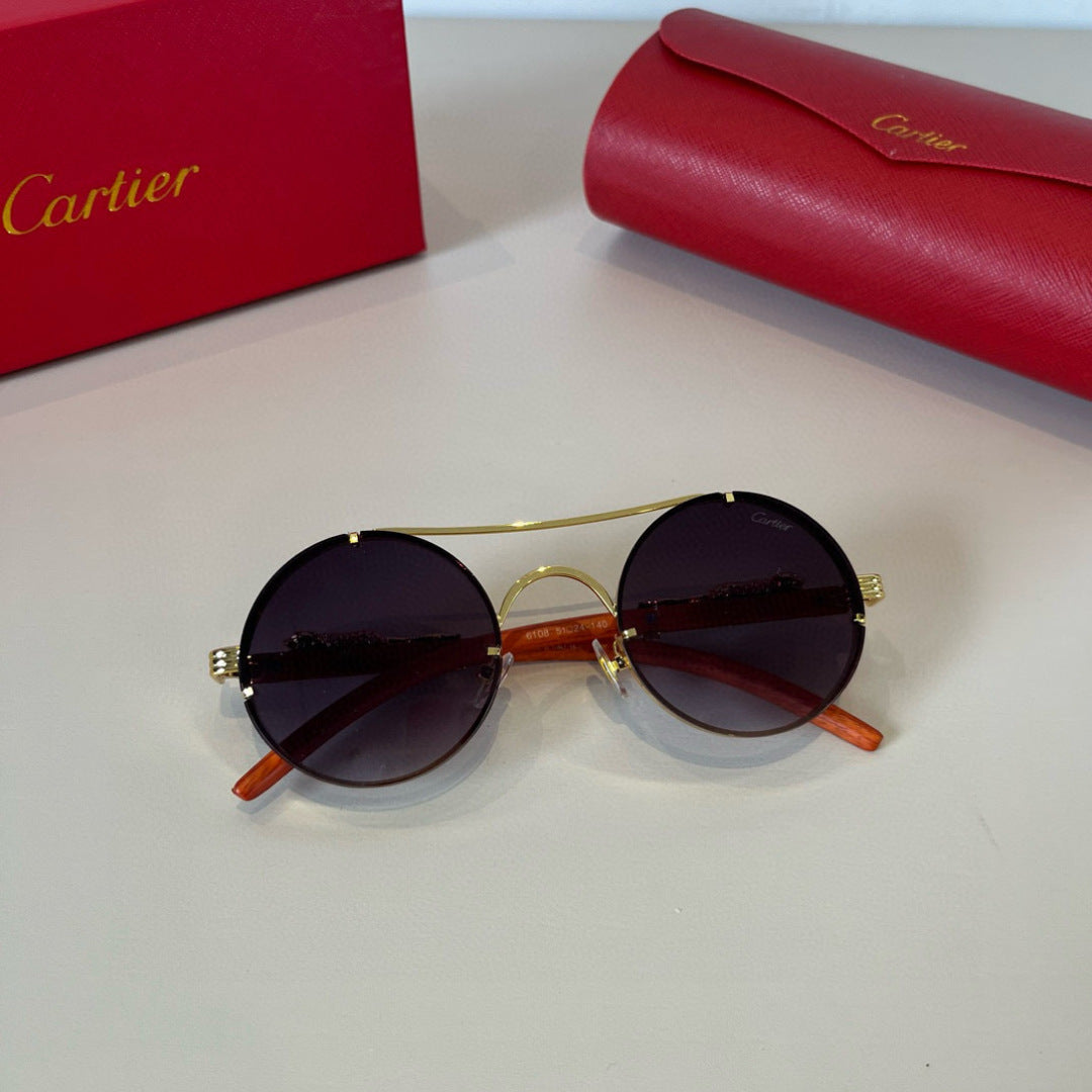 Cartier Lightweight Metal Rimless Brown Lens Sunglasses for Men & Wom - 372175 - detail image 5