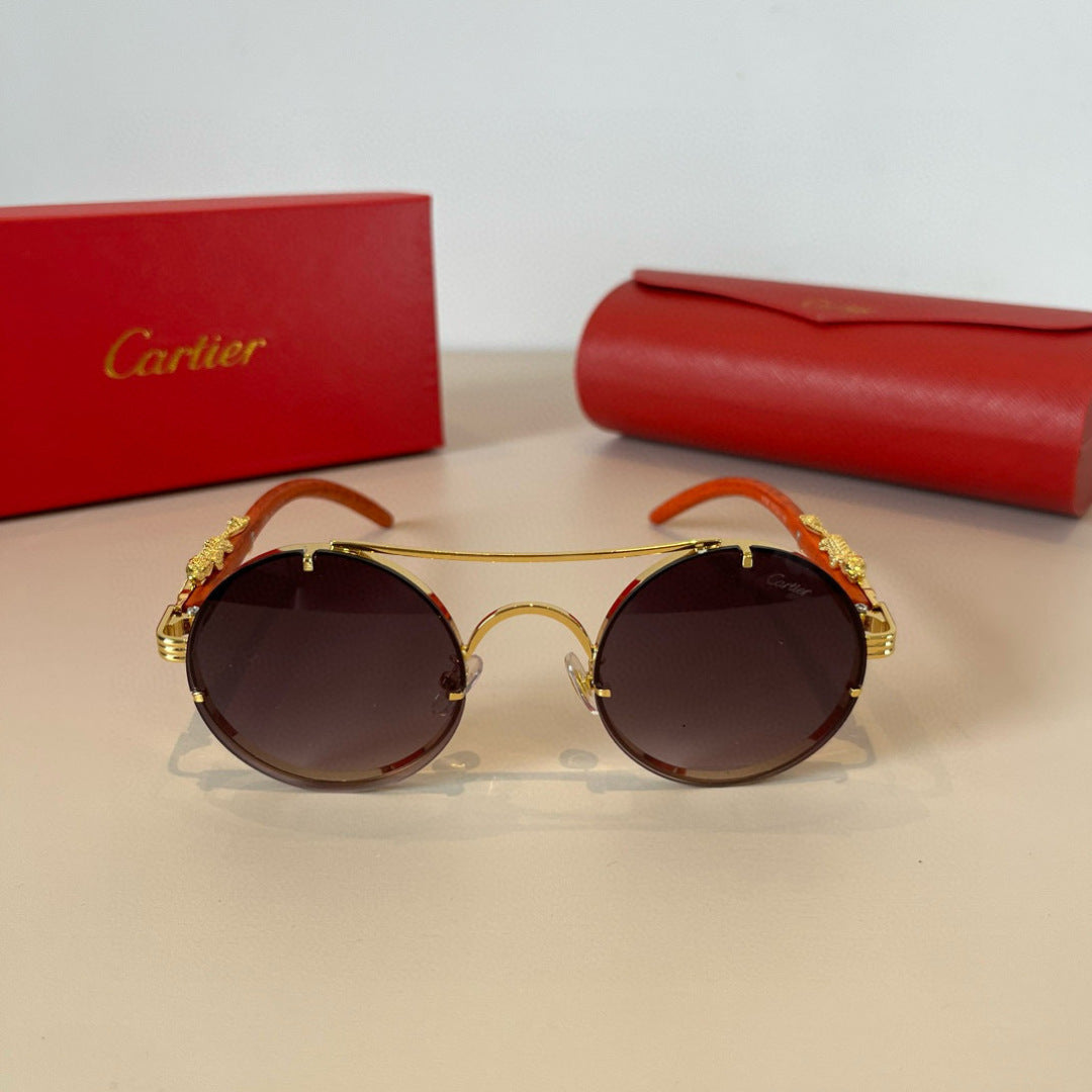 Cartier Lightweight Metal Rimless Brown Lens Sunglasses for Men & Wom - 372175 - detail image 2