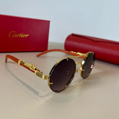Cartier Lightweight Metal Rimless Brown Lens Sunglasses for Men & Wom - 935082