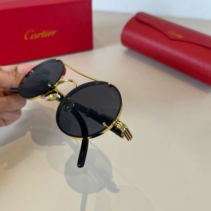 Cartier Lightweight Metal Rimless Brown Lens Sunglasses for Men & Wom - 935083 - detail image 7