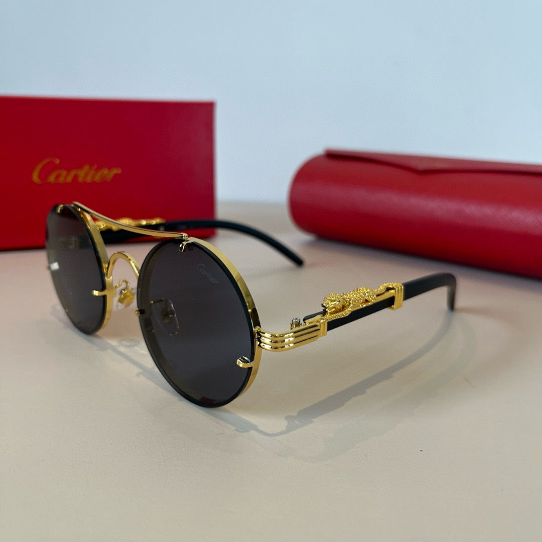 Cartier Lightweight Metal Rimless Brown Lens Sunglasses for Men & Wom - 935083 - detail image 3