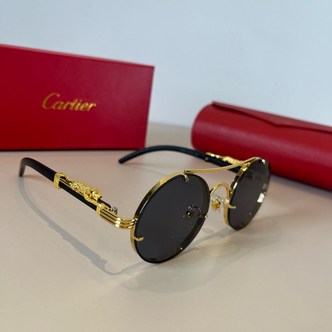 Cartier Lightweight Metal Rimless Brown Lens Sunglasses for Men & Wom - 935083
