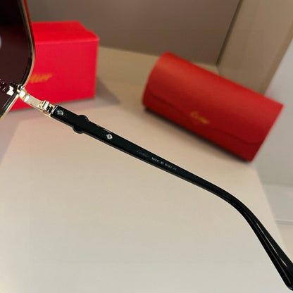 Cartier Metal Fashion Gold Lens Sunglasses for Men & Women - 372177 - detail image 9