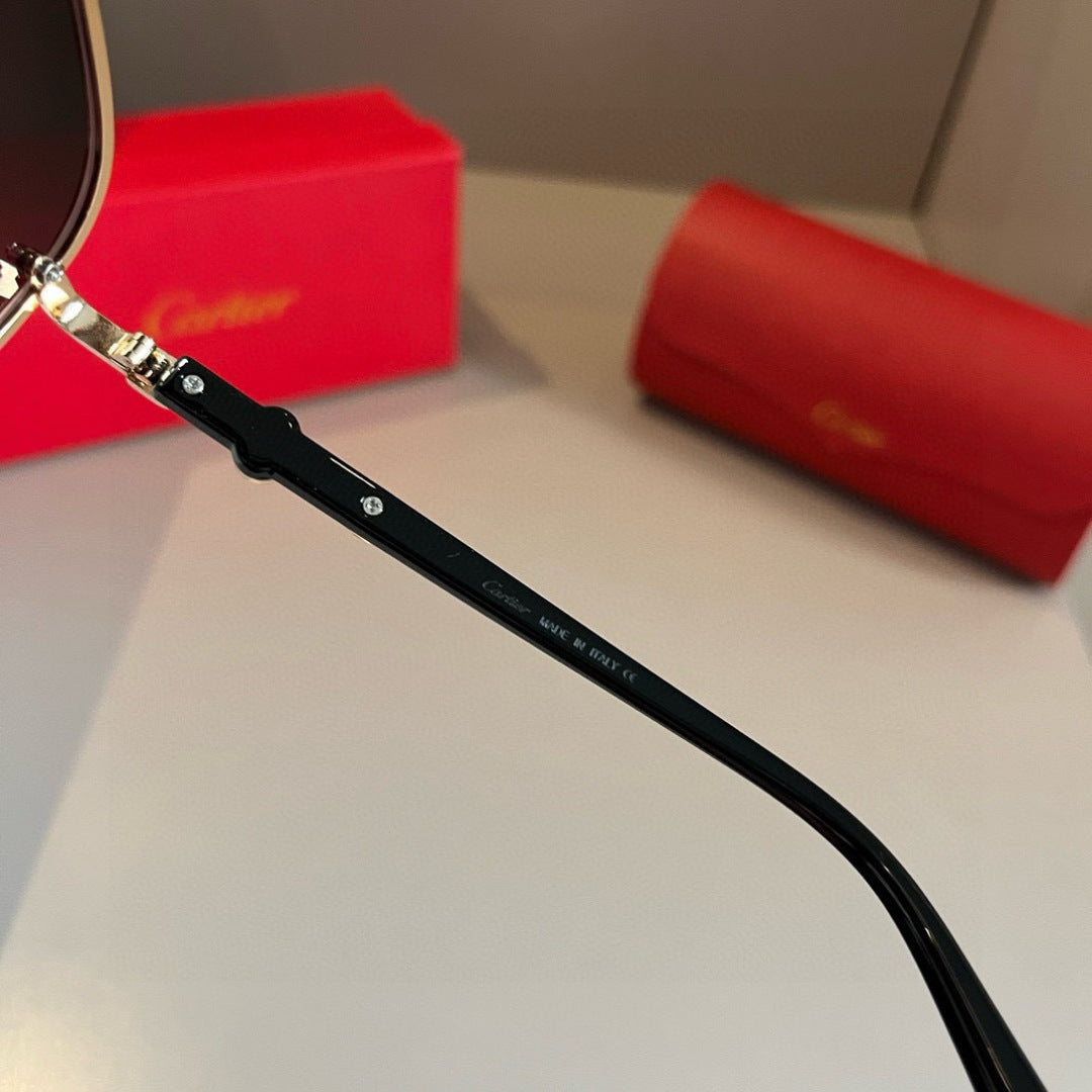 Cartier Metal Fashion Brown Lens Sunglasses for Men & Women - 372178 - detail image 9
