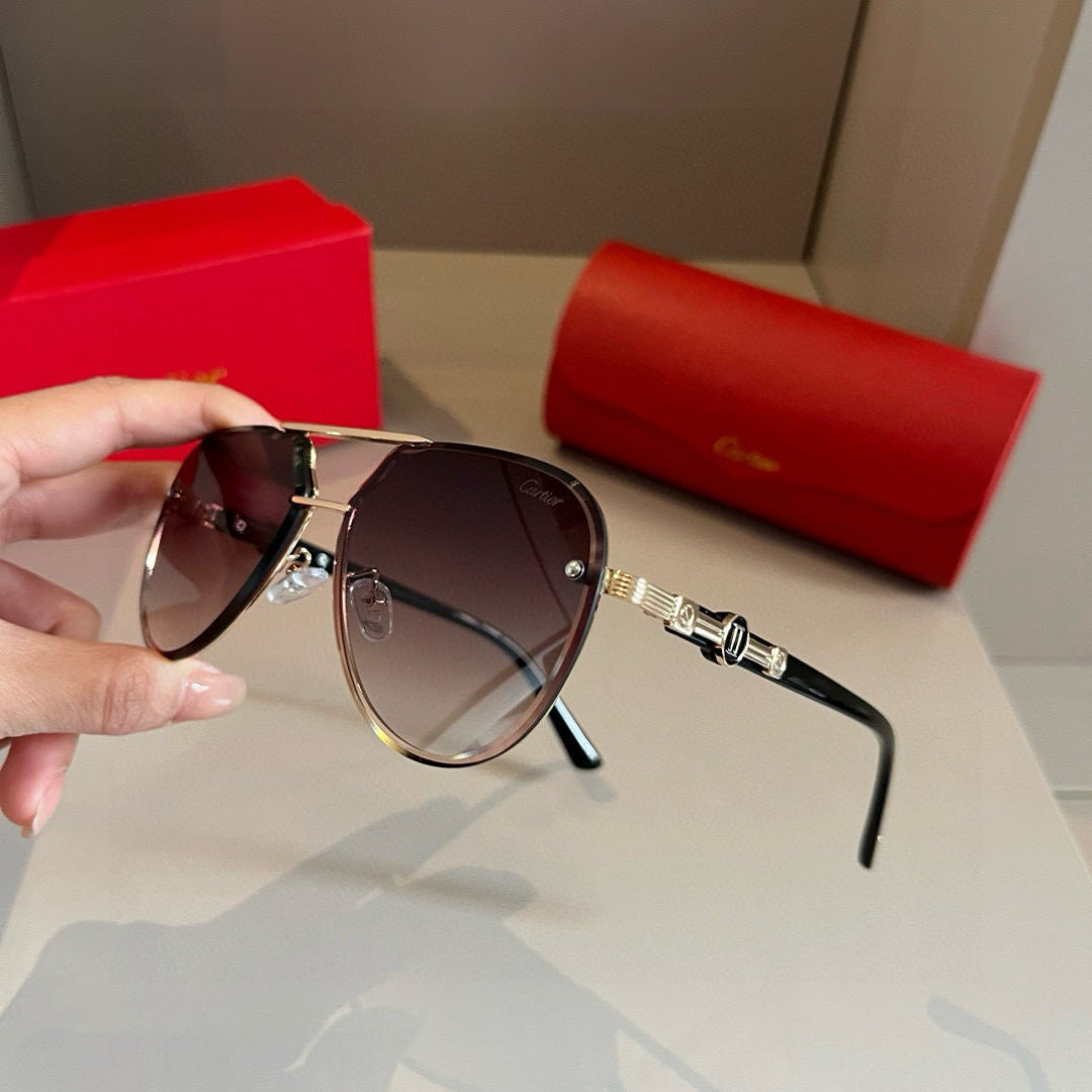 Cartier Metal Fashion Brown Lens Sunglasses for Men & Women - 372178 - detail image 4