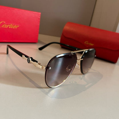 Cartier Metal Fashion Brown Lens Sunglasses for Men & Women - 935085