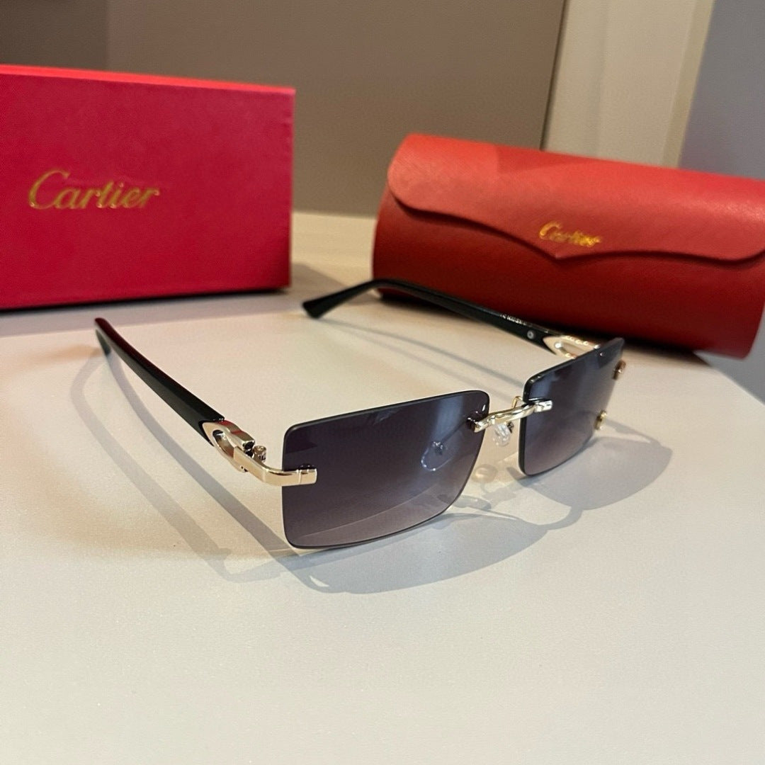 Cartier Lightweight Metal Rimless Silver Lens Sunglasses for Men & Wo - 465771