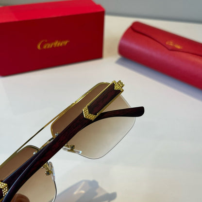 Cartier Lightweight Metal Rimless Brown Lens Sunglasses for Men & Wom - 935080 - detail image 6